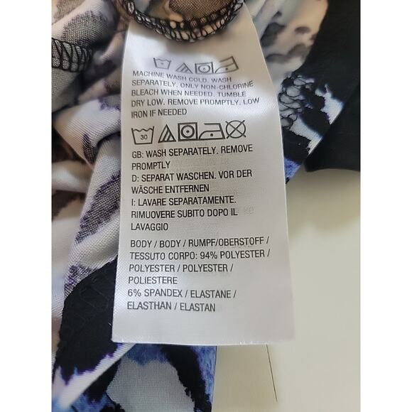 Attitudes Blue Animal Print Godet Midi Dress Women's Petite XL Stretch Pockets - Picture 13 of 13